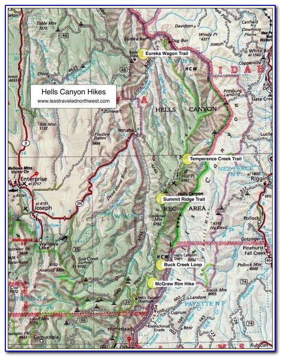 Hells Canyon Map Oregon