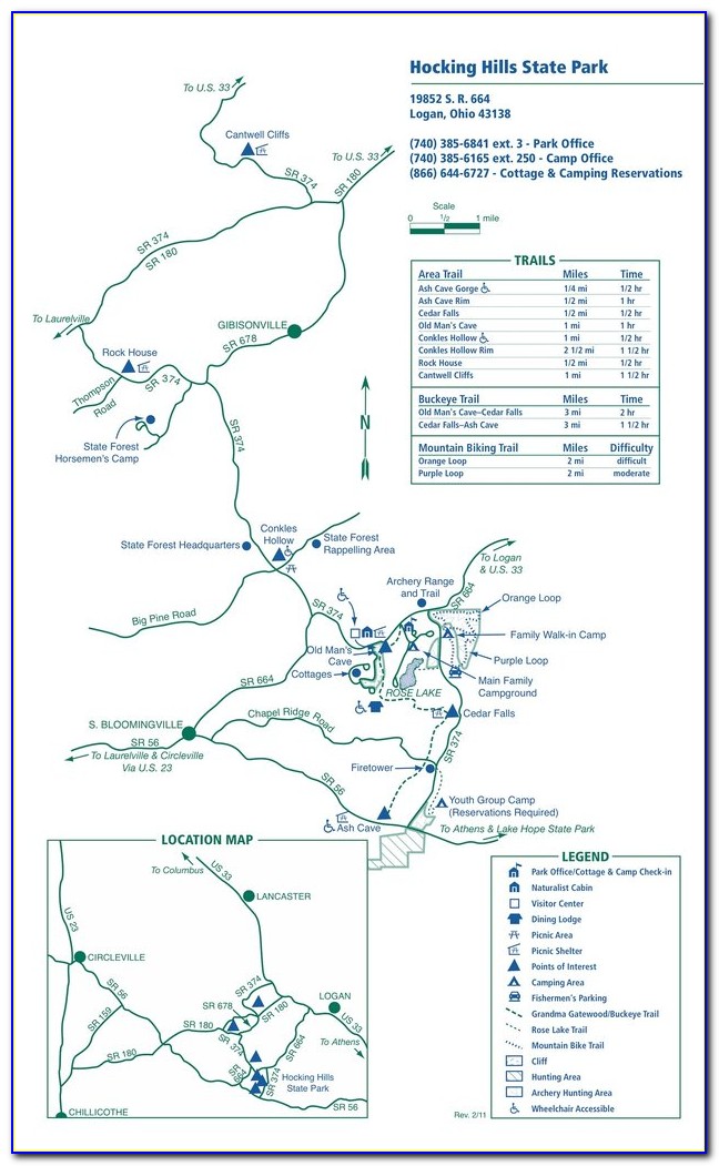 Hocking Hills State Park Ohio Campground Map