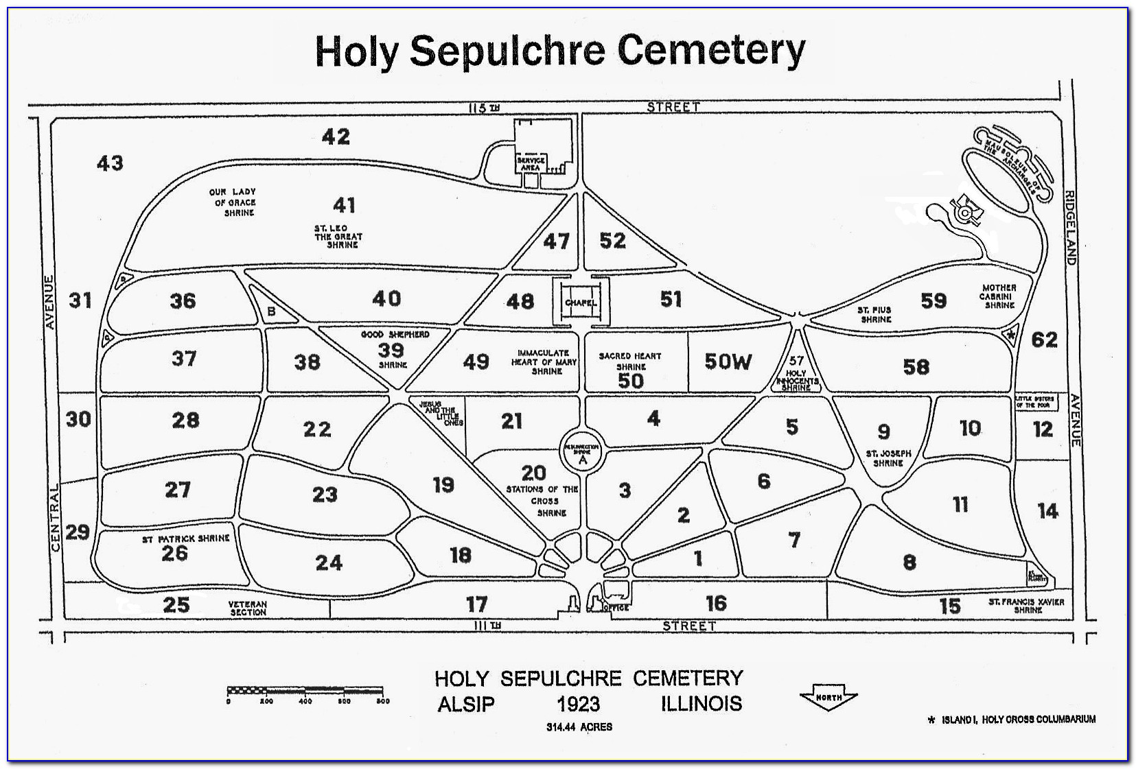 Holy Sepulchre Cemetery Map Southfield Mi