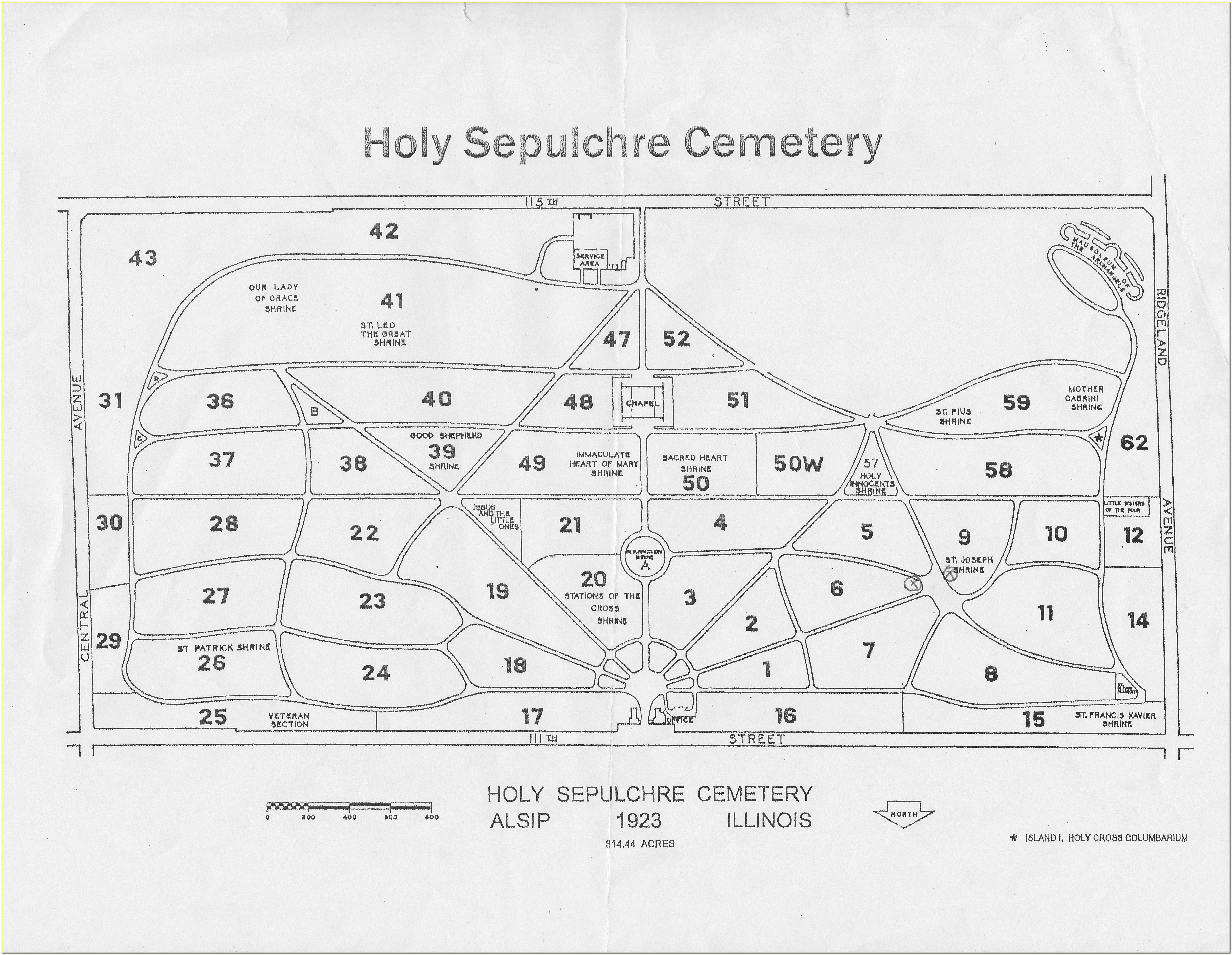 Holy Sepulchre Cemetery Map Worth Il