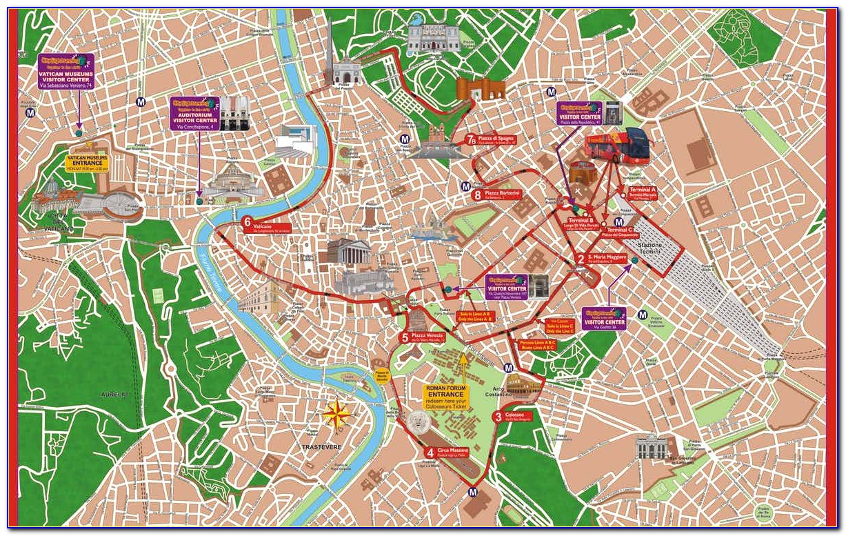 Hop On Hop Off Rome City Sightseeing Map