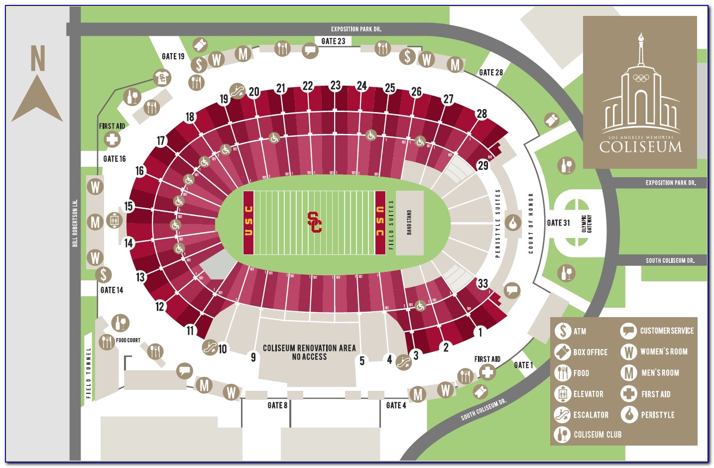 La Coliseum Seating Chart Usc Football