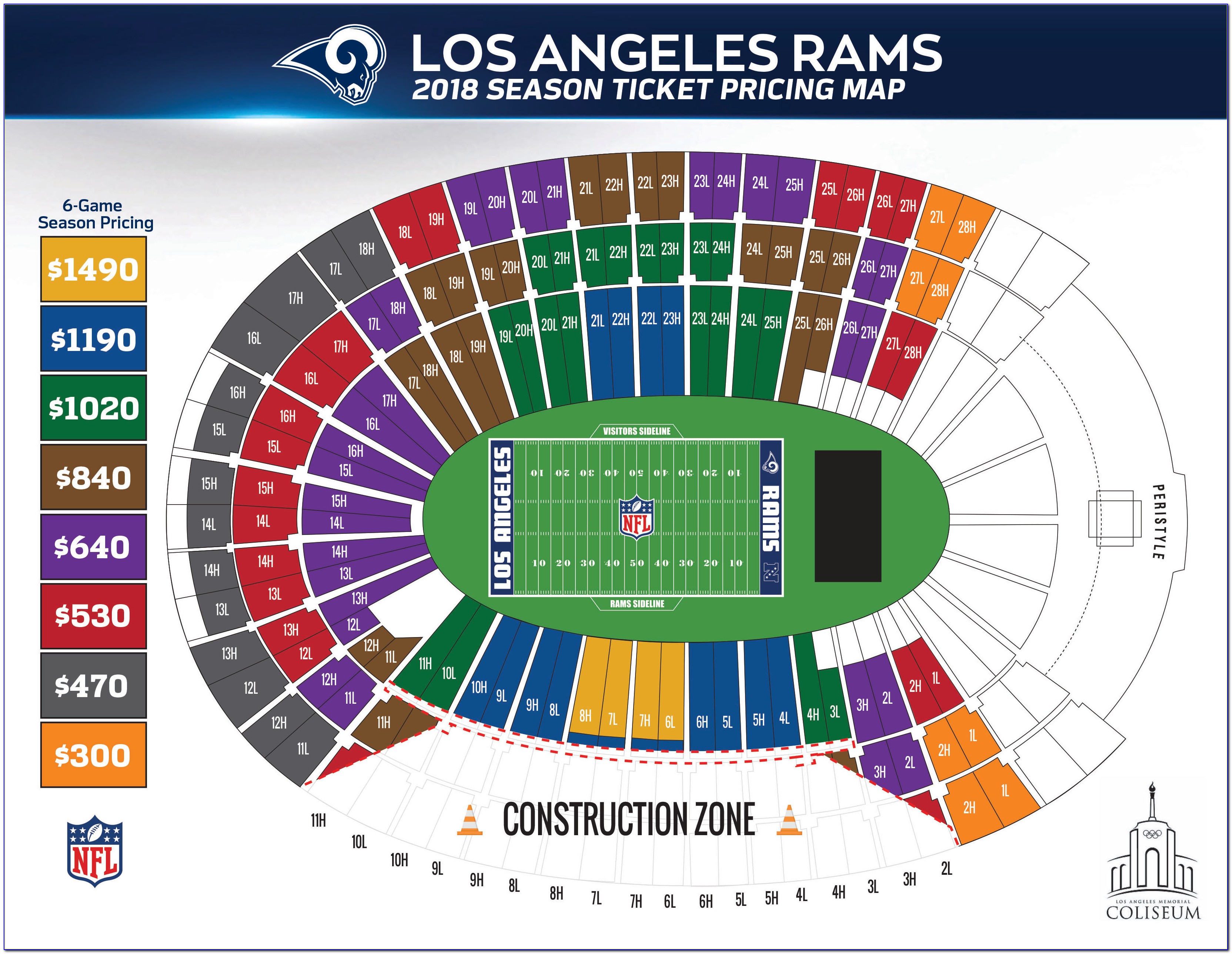 La Coliseum Seating Map Rams