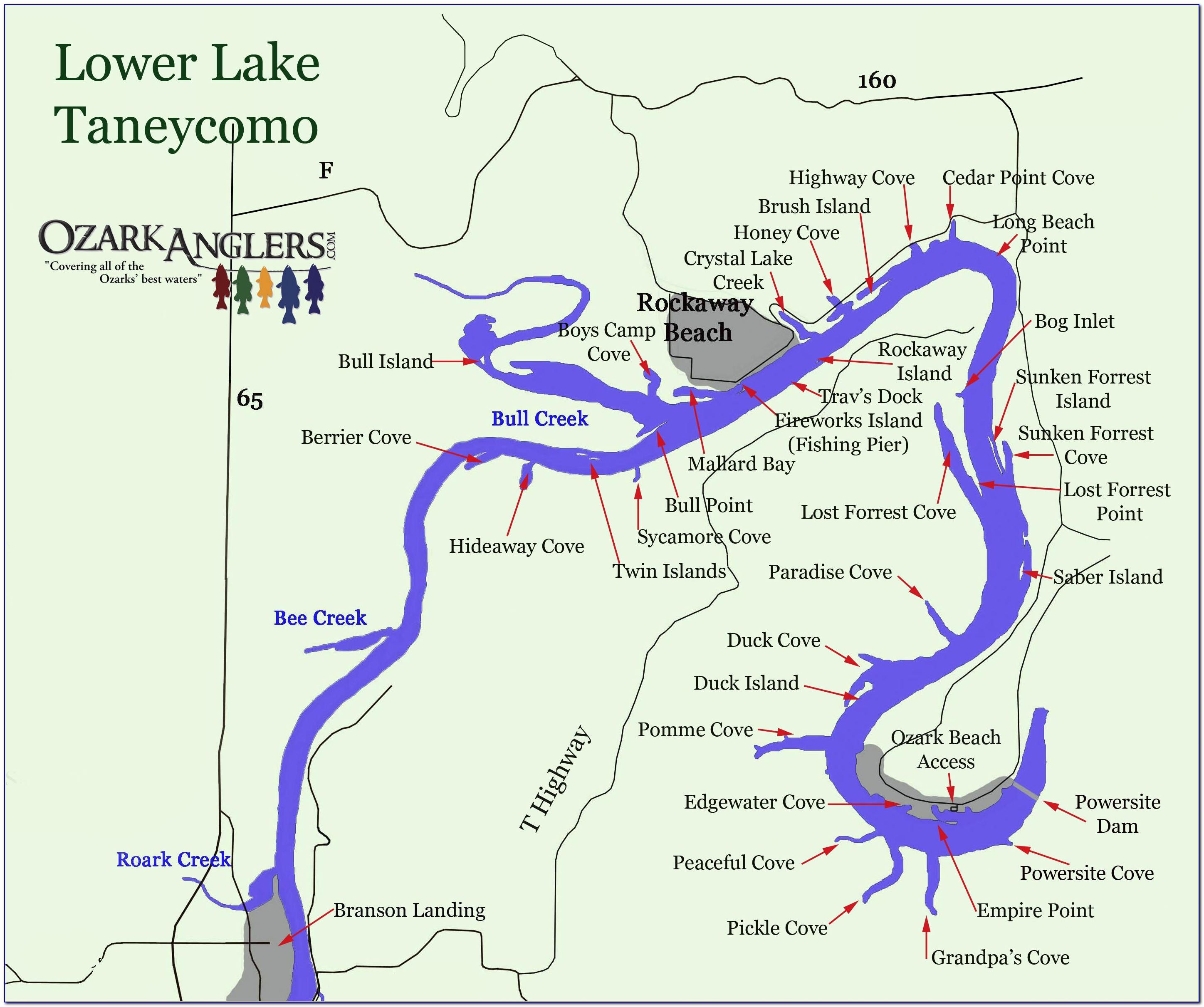 Lake Taneycomo Map