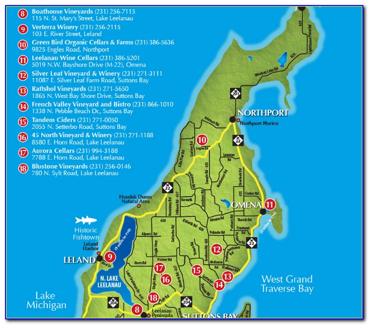 Leelanau Peninsula Wine Tour Map