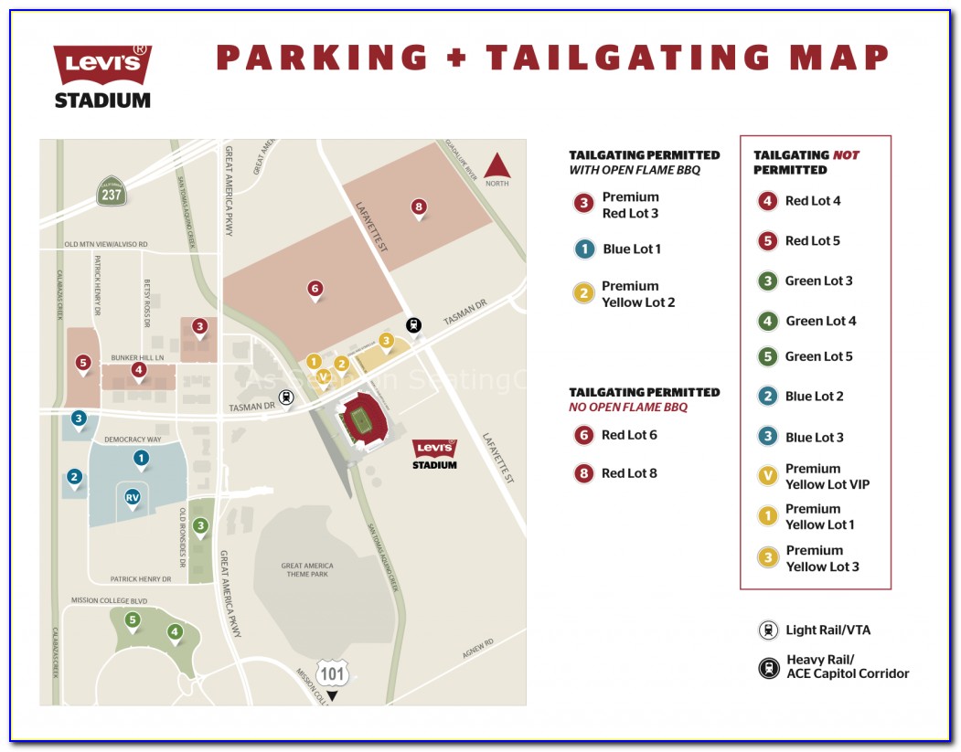 Levi's Stadium Parking And Tailgating Map