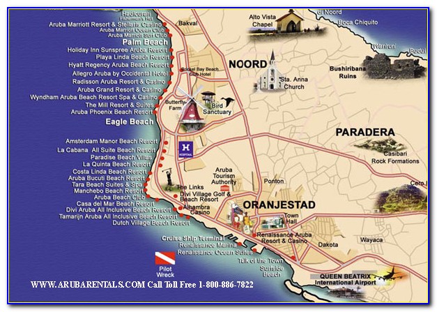 Map Of Aruba Resorts Palm Beach