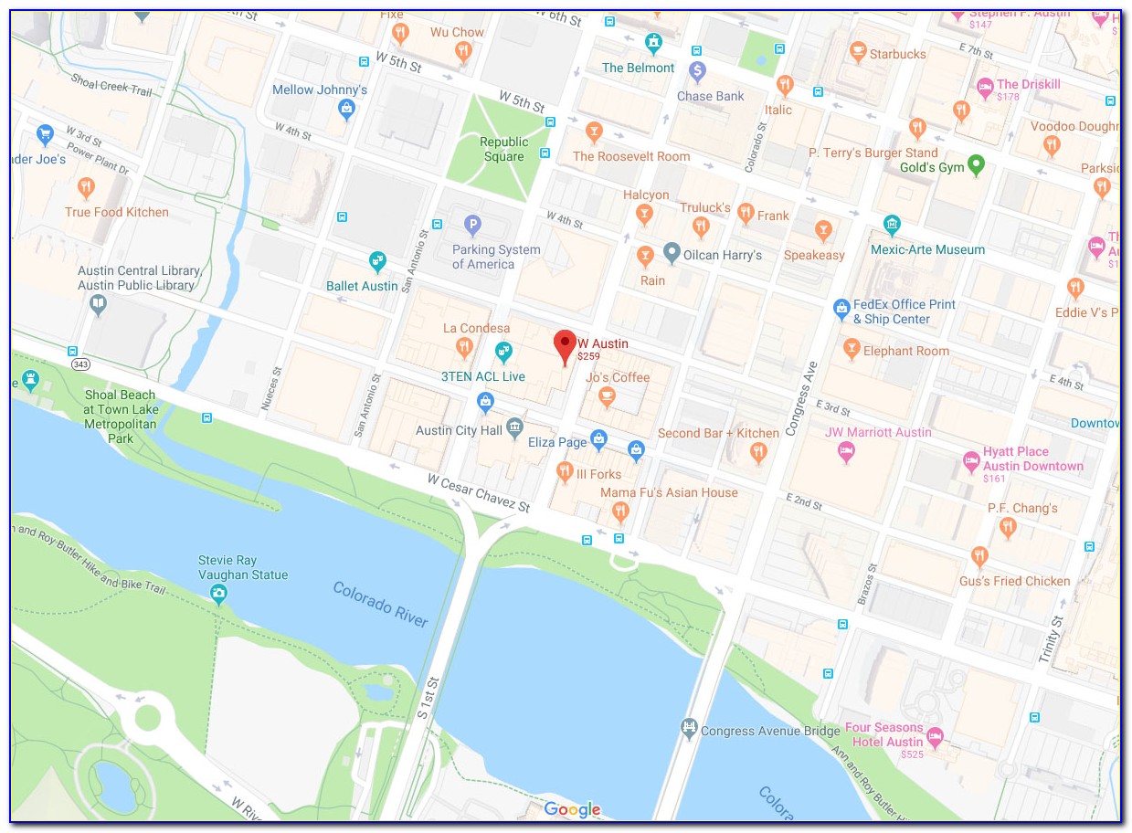 Map Of Austin Hotels Downtown
