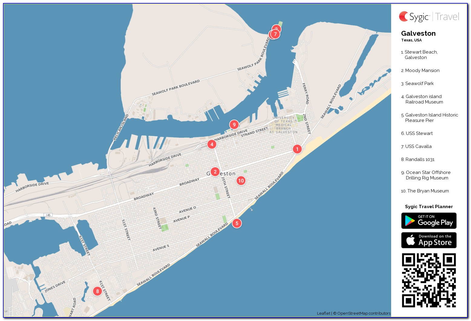 Map Of Beaches Galveston Tx
