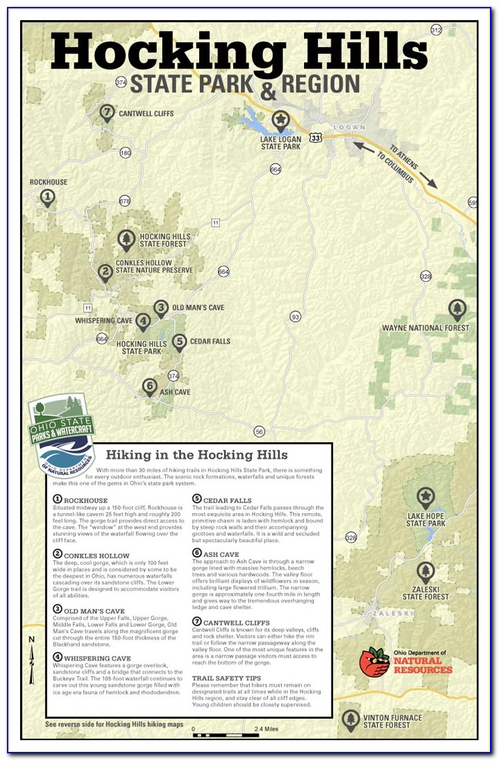 Map Of Hocking Hills Ohio Area