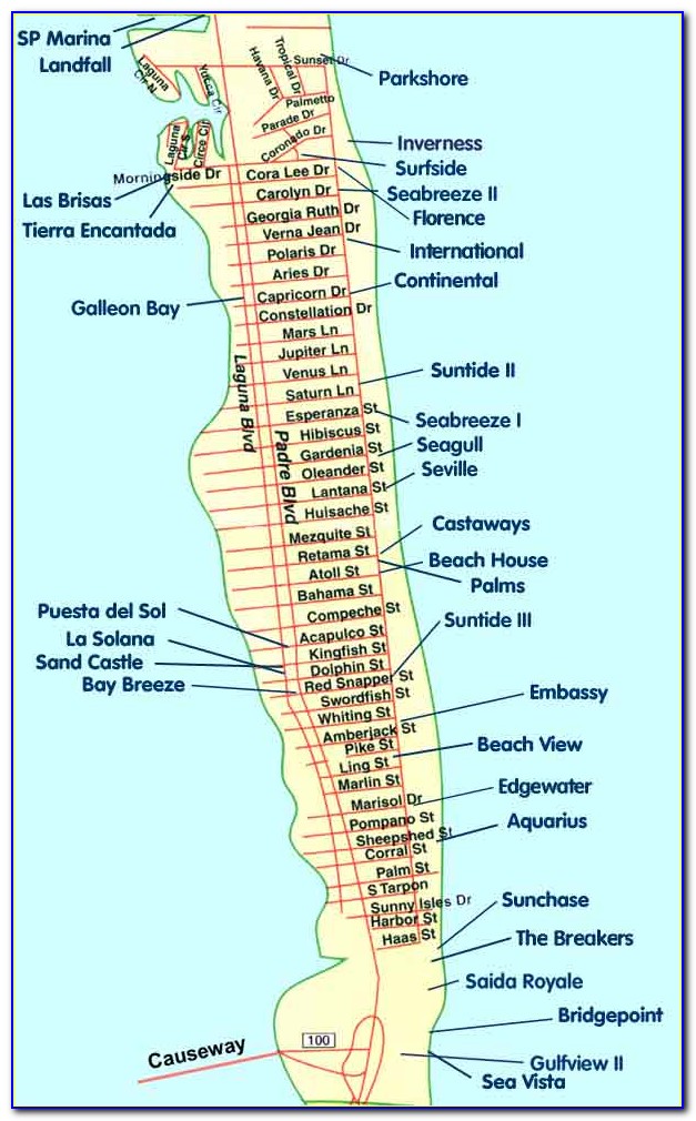 Map Of Hotels On South Padre Island Tx