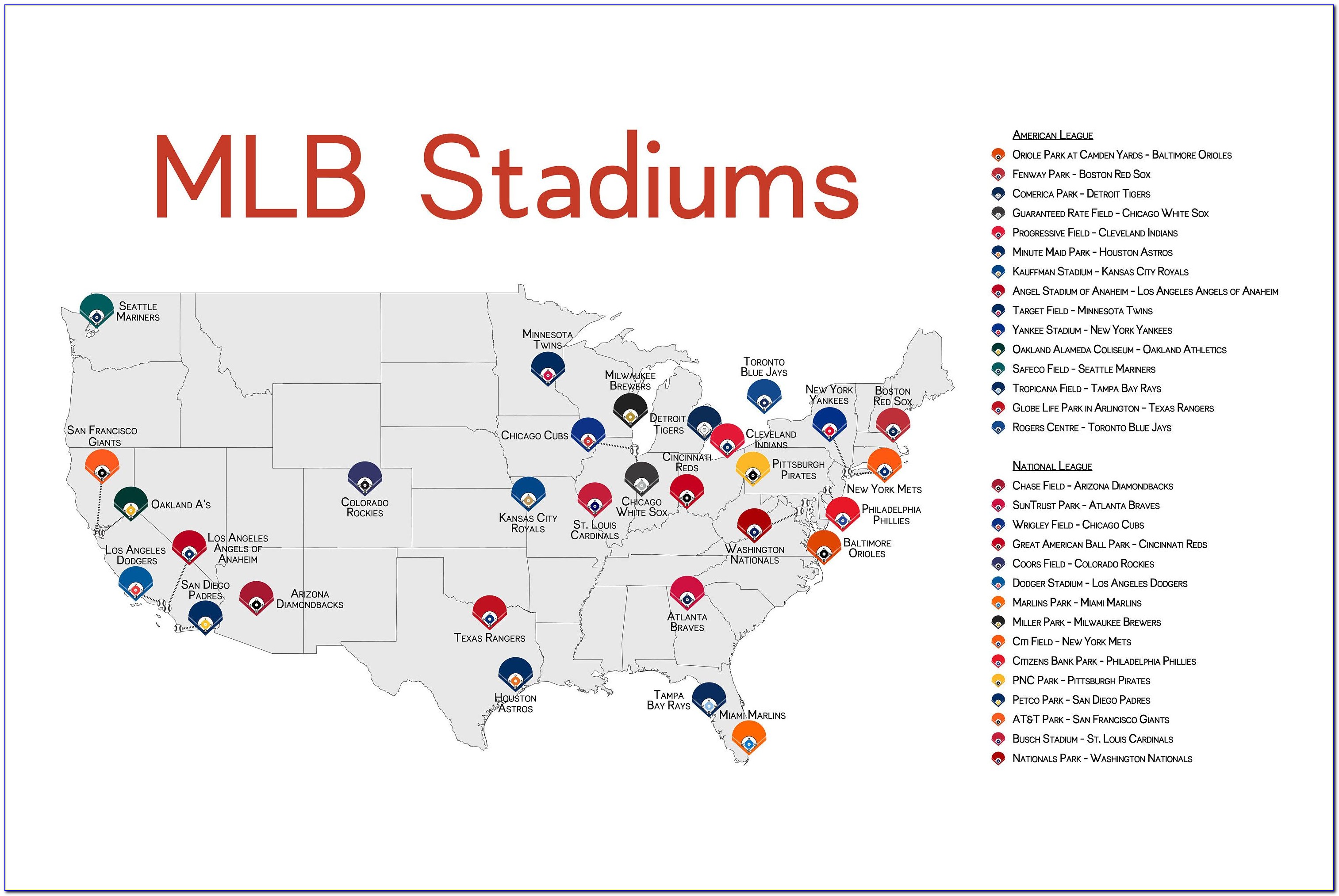 Map Of Major League Baseball Fields