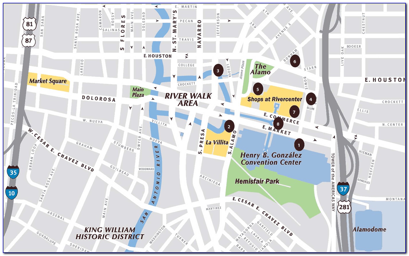 Map Of Marriott Hotels In San Antonio