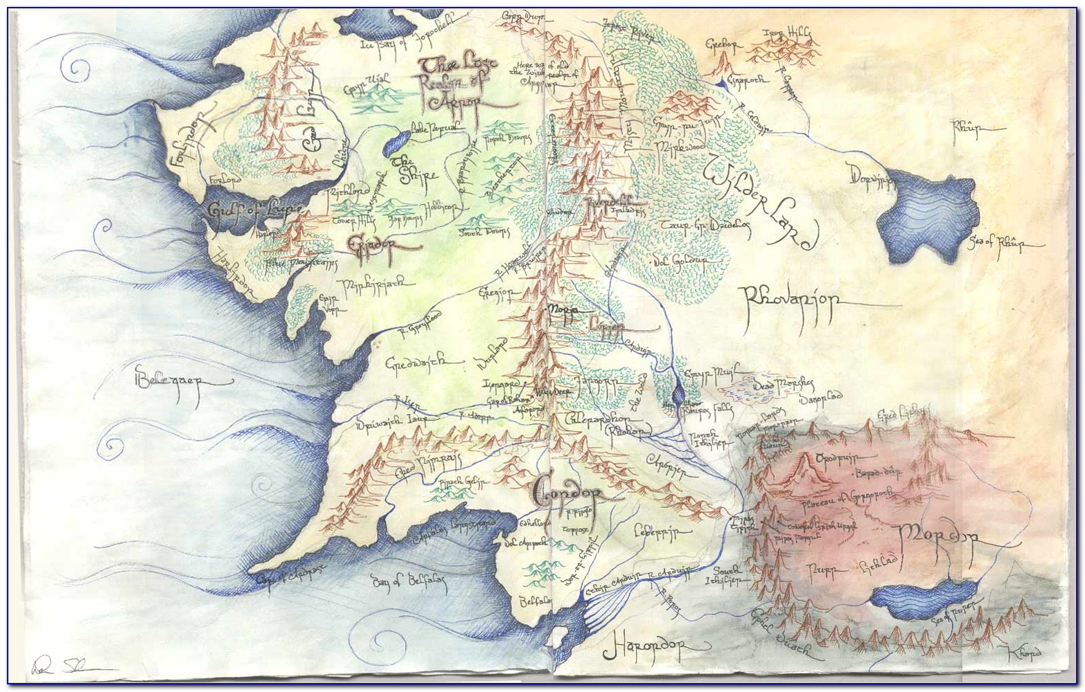 Map Of Middle Earth Hd Mobile Wallpaper