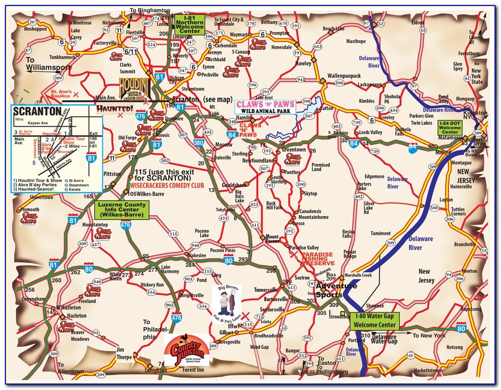Map Of Poconos Pa