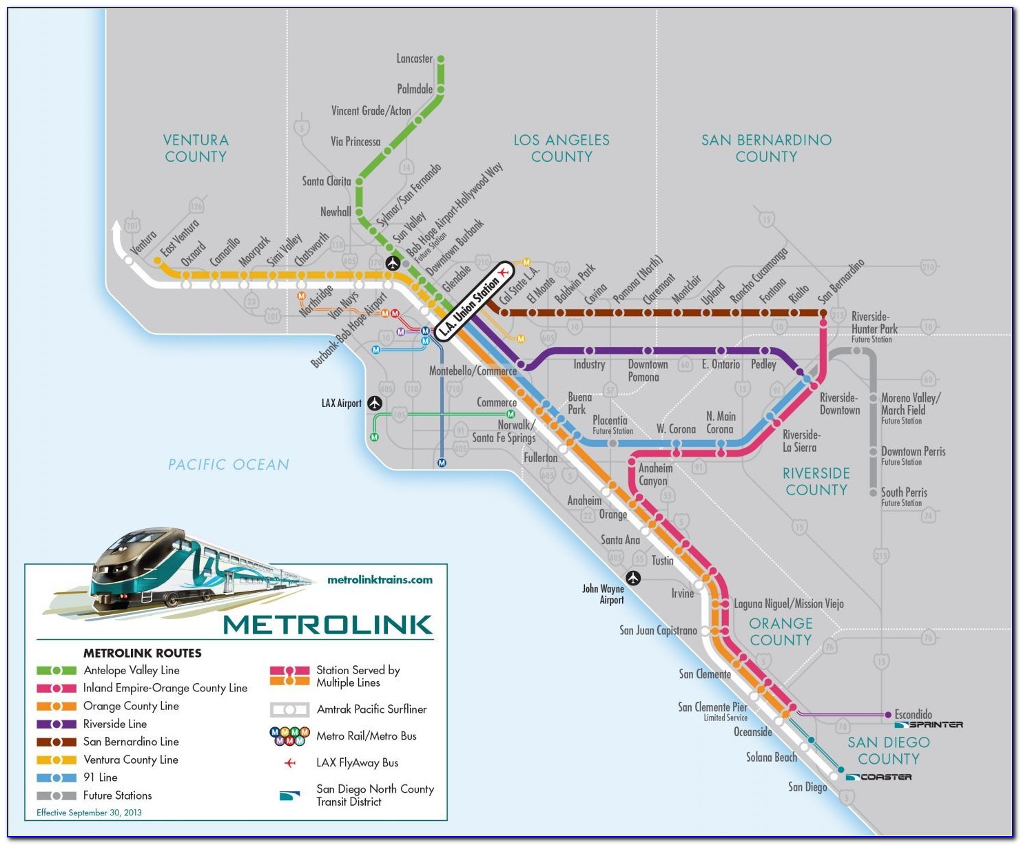 Metrolink Train Station Map