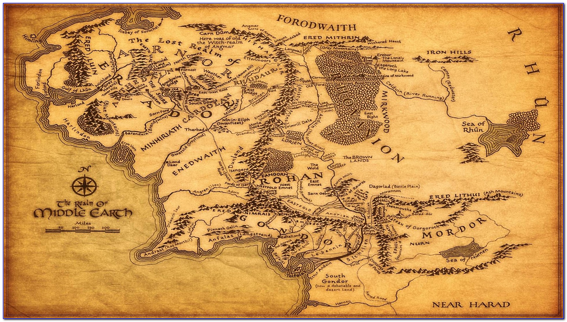 Middle Earth Map Hd Wallpaper