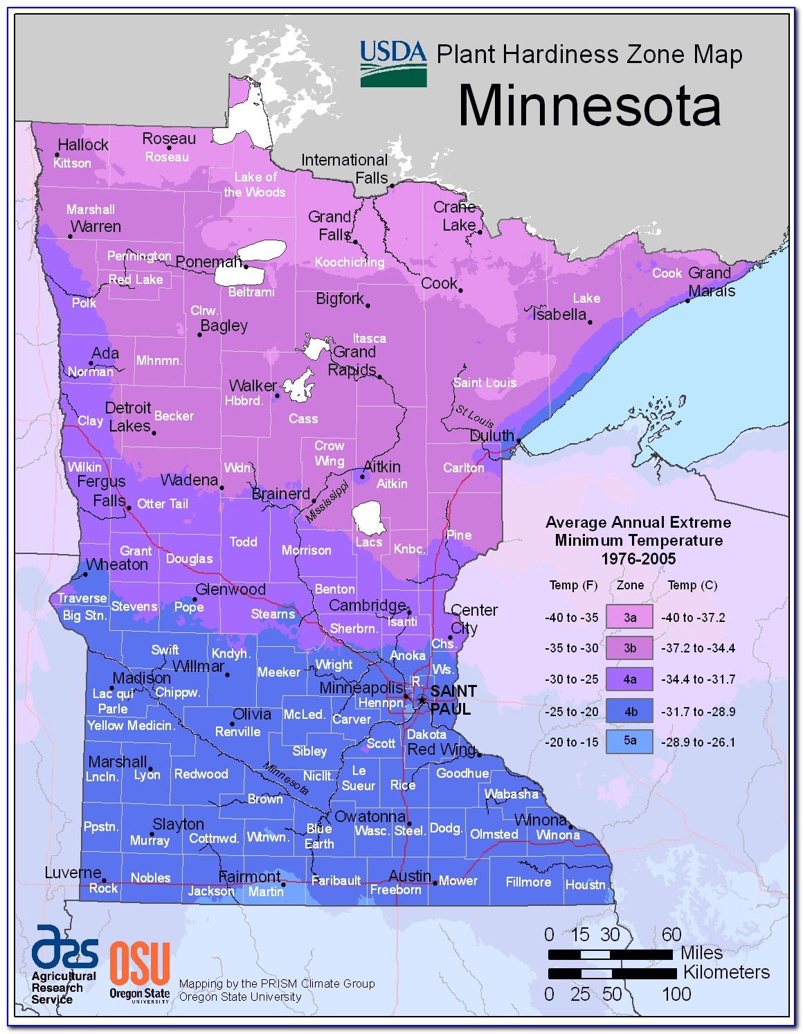 Minnesota Temperature Map
