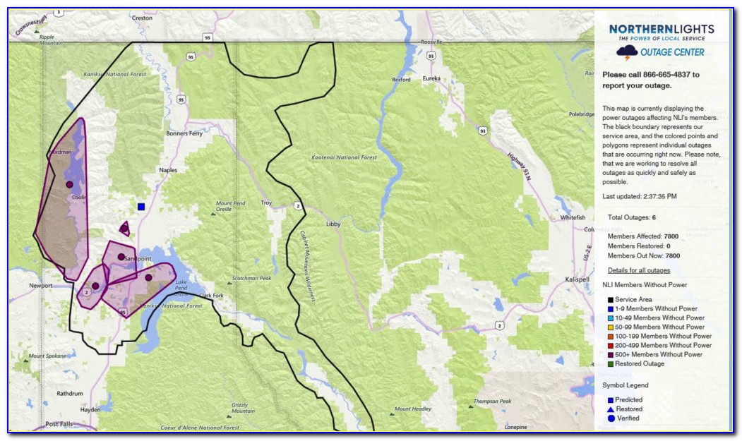 North Idaho Power Outage Map