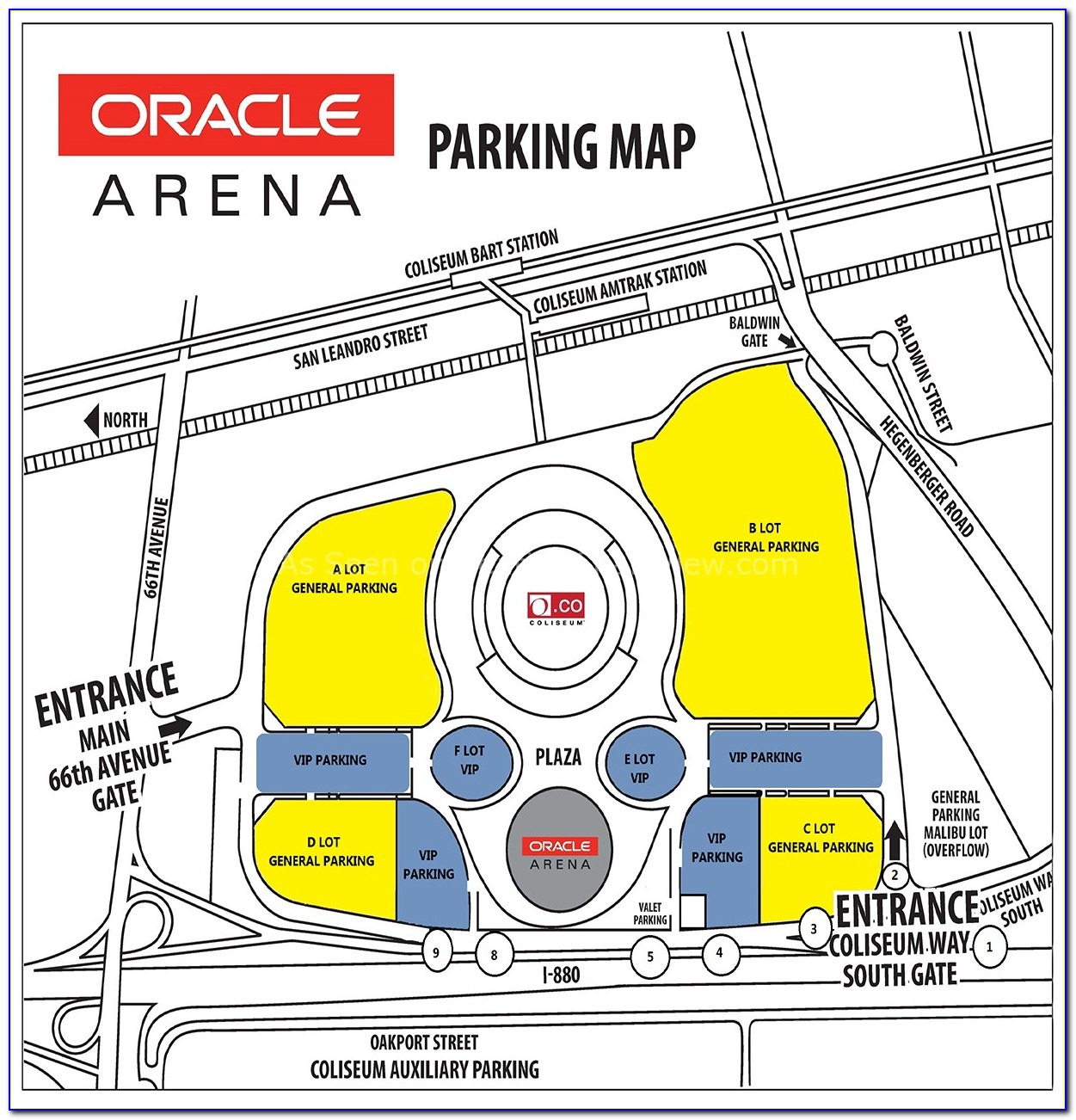 Oakland Coliseum Parking Map