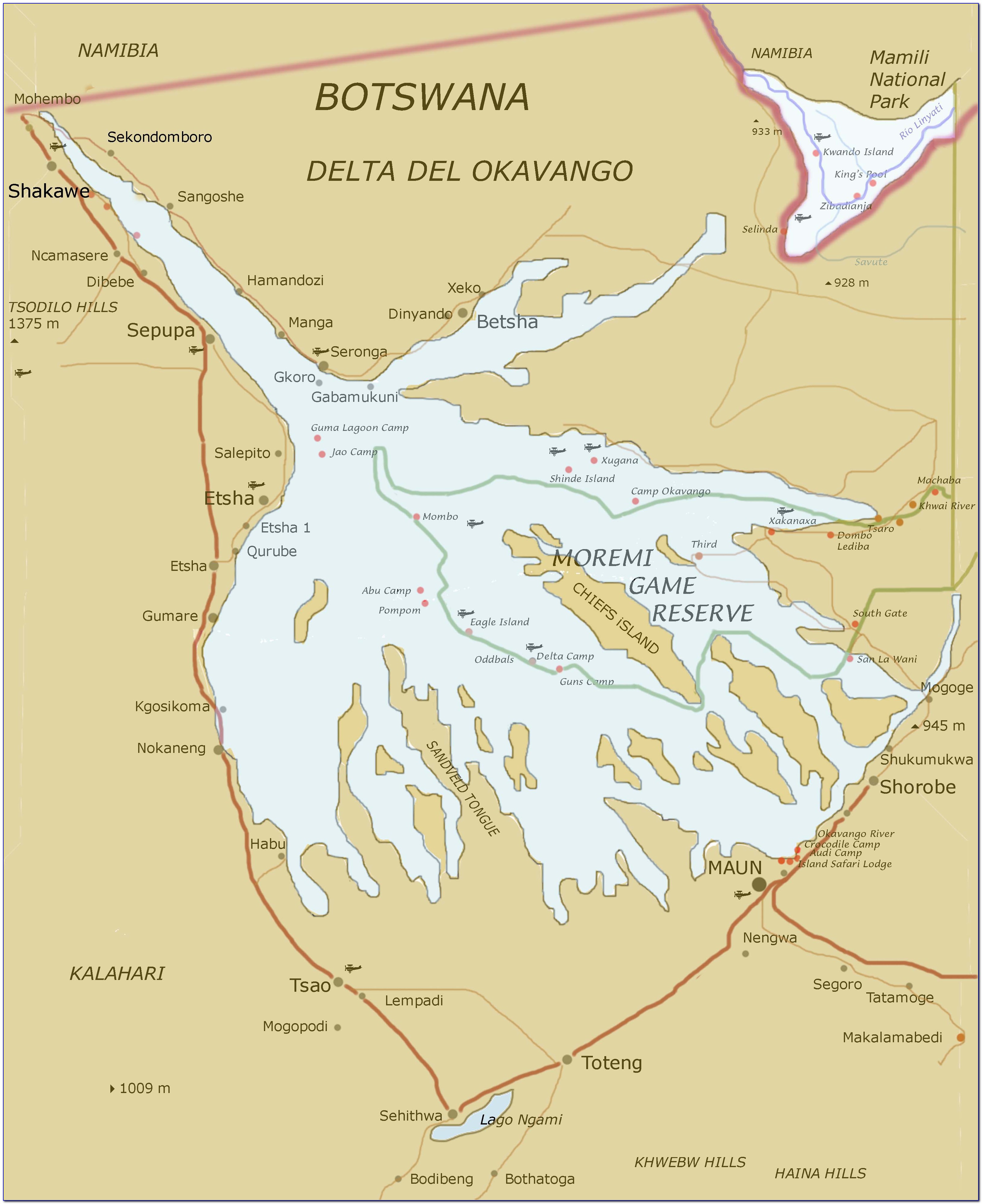 Okavango Delta Map Africa