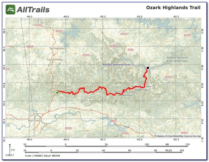 Ozark Highland Trail Arkansas Map