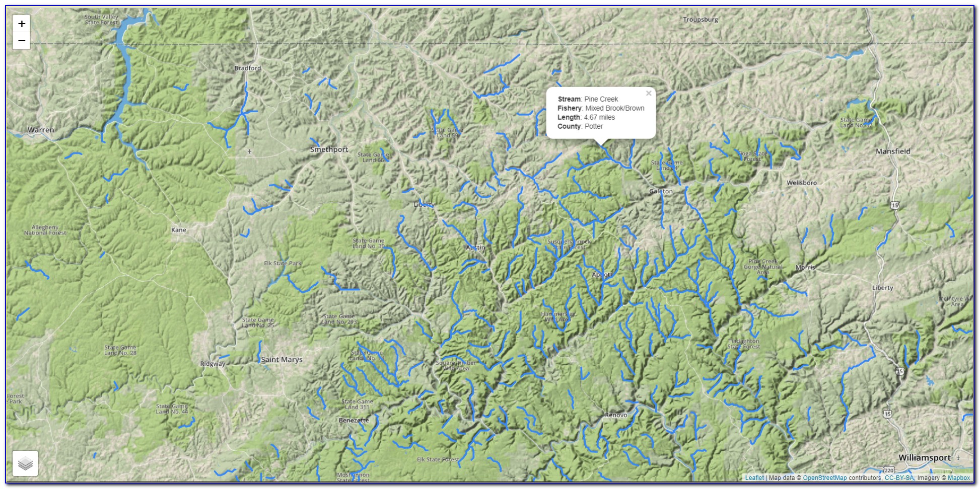 Pa Stocked Trout Streams Map