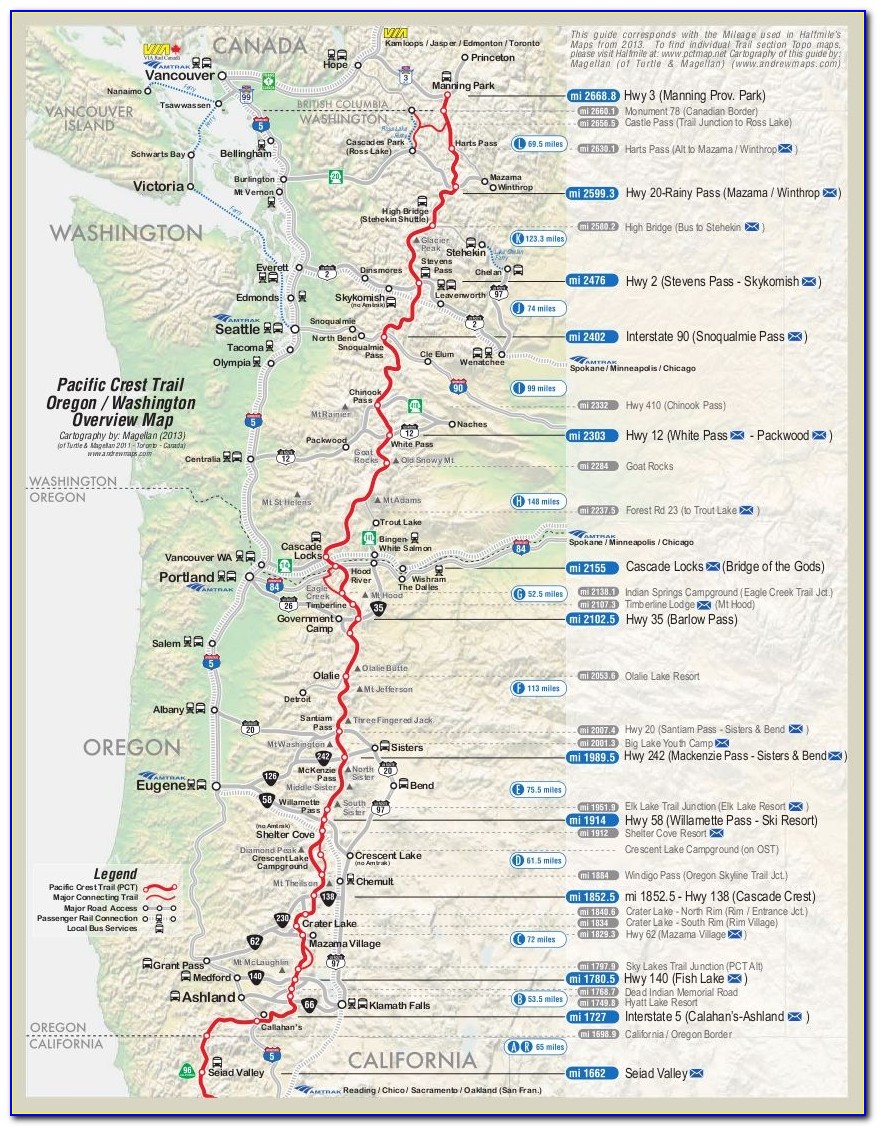 Pacific Crest Trail Oregon Map