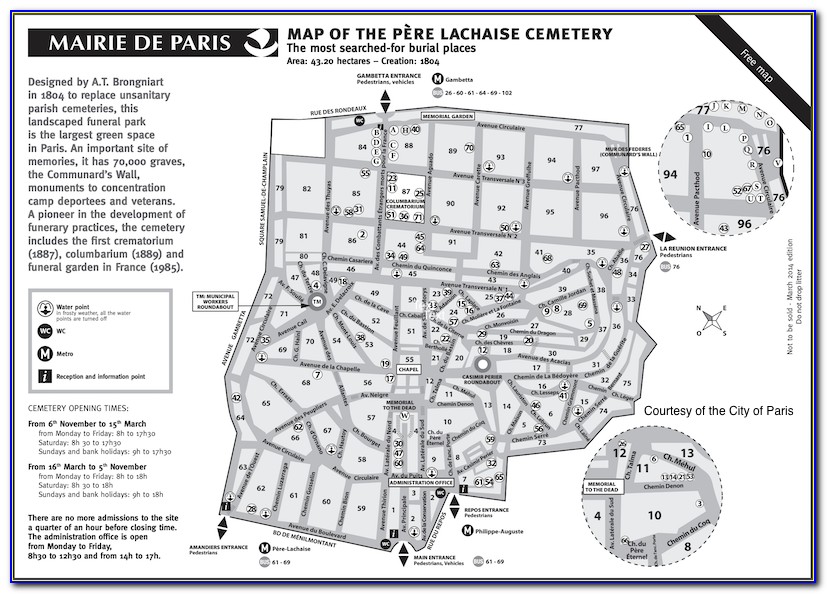 Pere Lachaise Map Jim Morrison