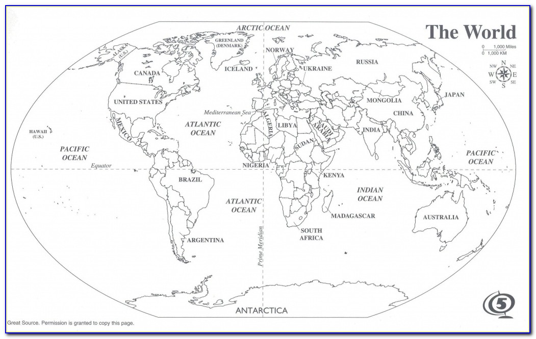 Printable High Resolution World Map Black And White