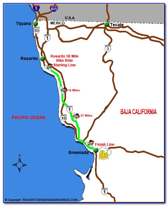 Rosarito Baja California Mexico Map