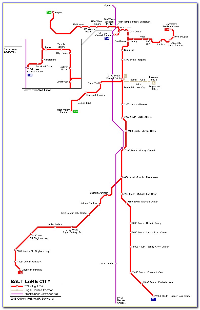 Salt Lake City Trax Blue Line Map