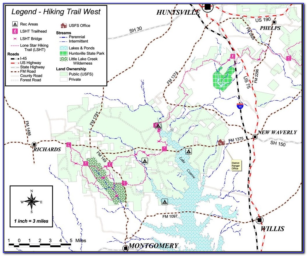 Sam Houston National Forest Lone Star Hiking Trail Map