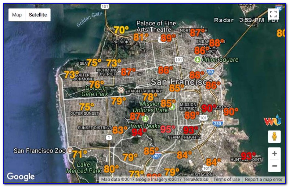 San Francisco Satellite Weather Map