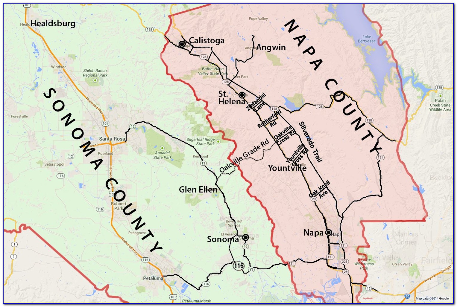 Sonoma Valley Wine Country Map