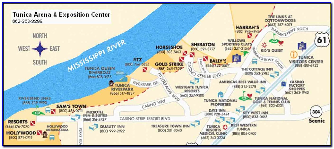 Tunica Mississippi Map Of Casinos