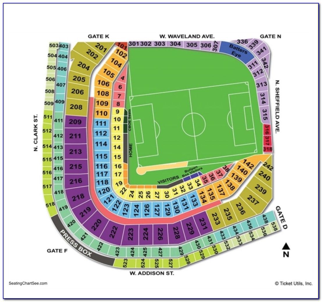 Wrigley Field Detailed Seat Map
