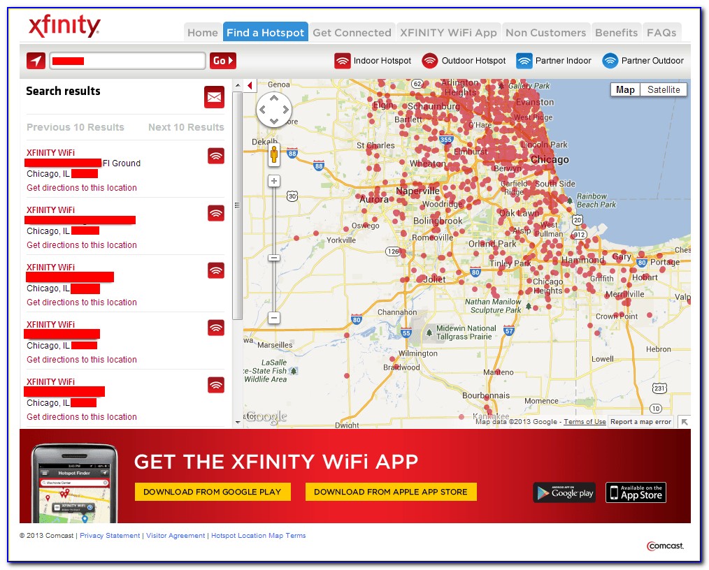 Xfinity Hotspot Map App
