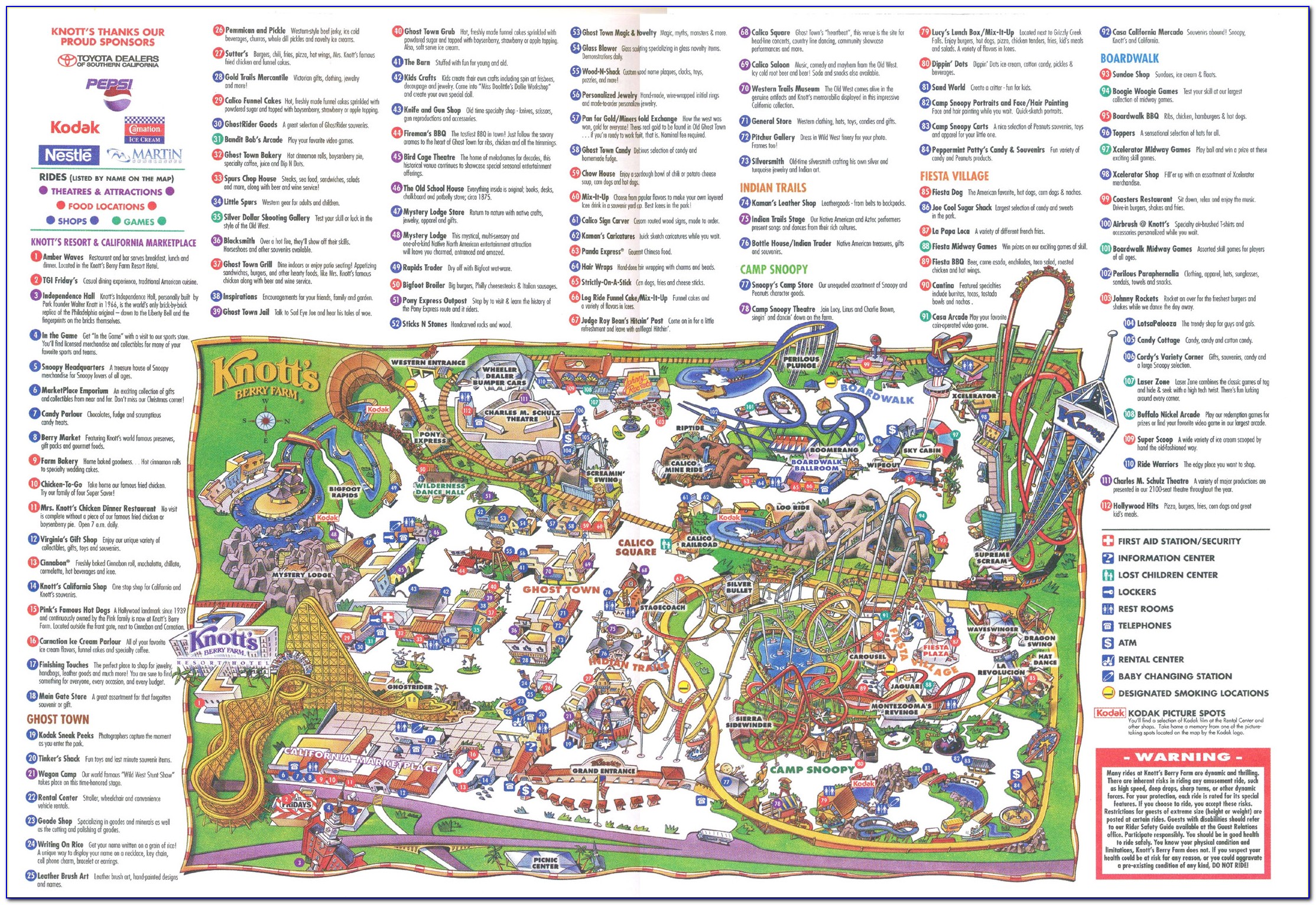 1990's Knott's Berry Farm Park Map