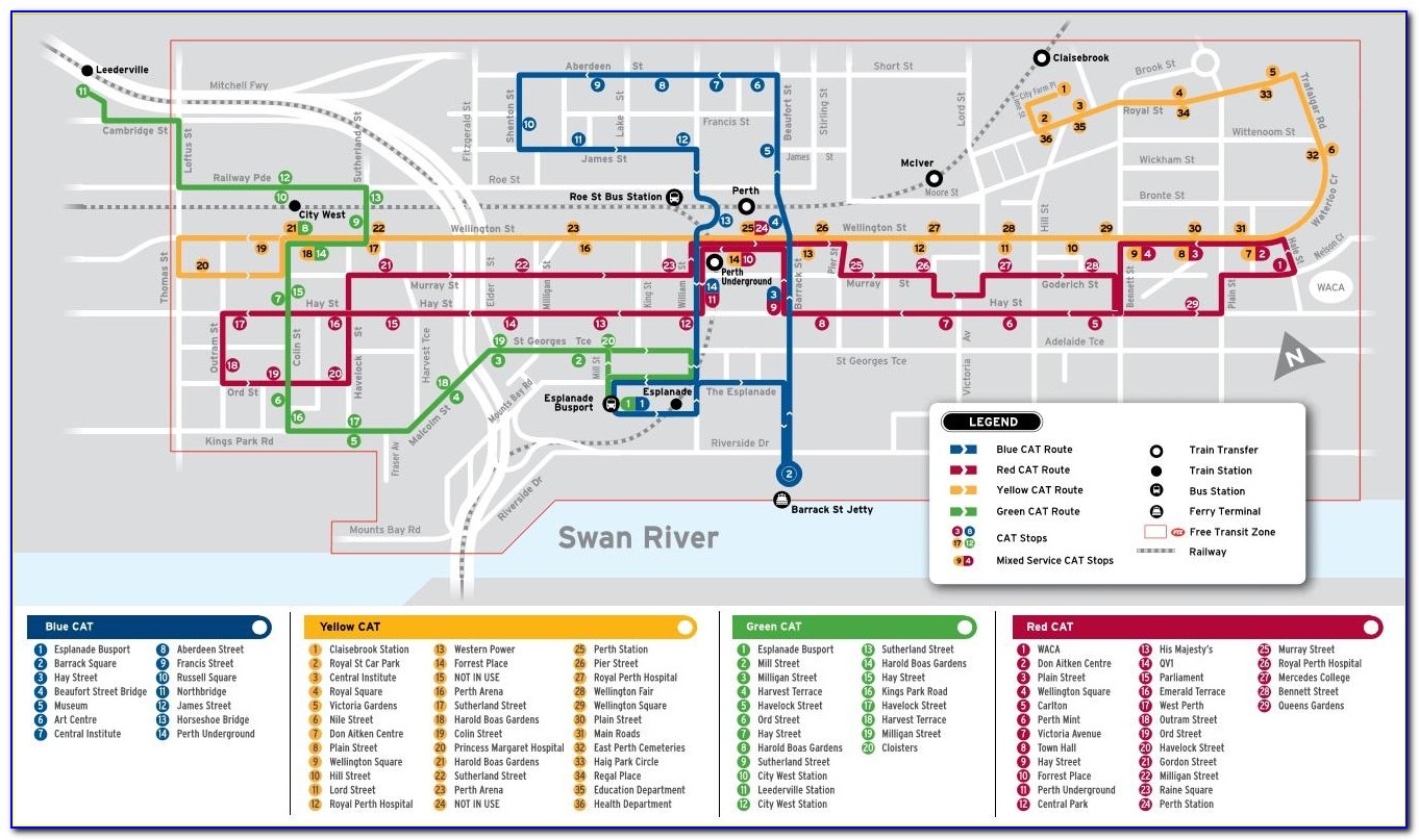 Cat Bus Route Map Perth