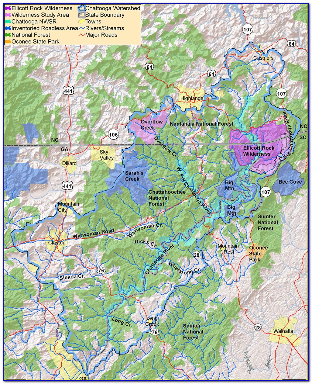 Chattooga River Camping Map
