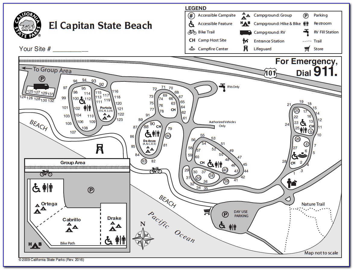 El Capitan State Beach Campsite Map