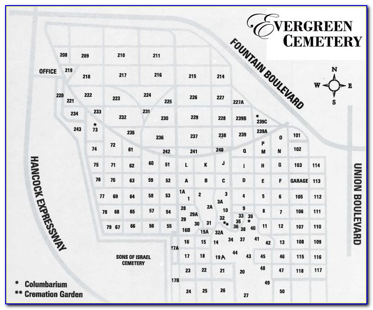 Evergreen Cemetery Plot Map