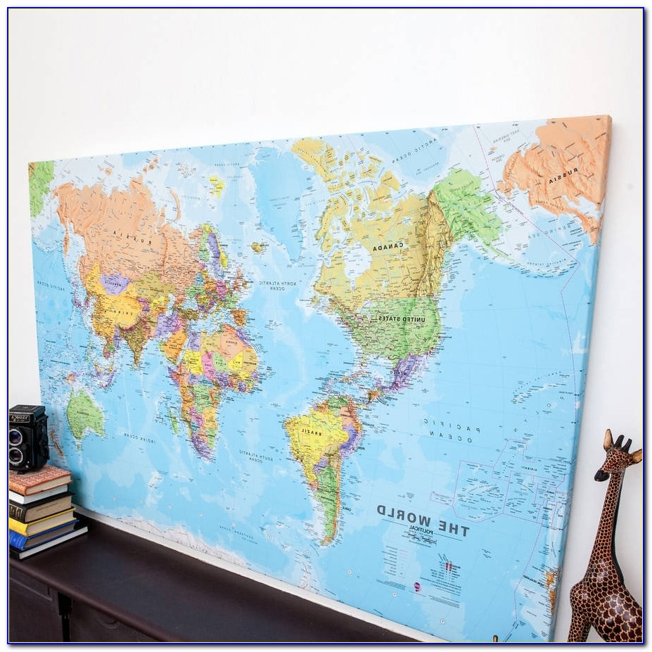 Foil World Map Framed Wall Art