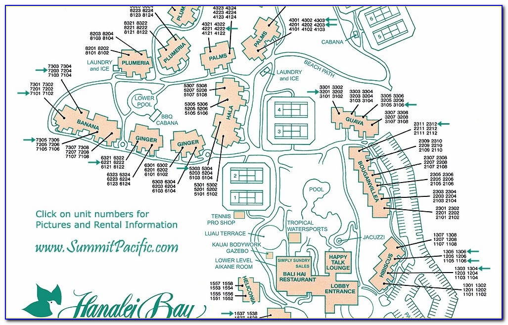 Hanalei Bay Resort Condo Map
