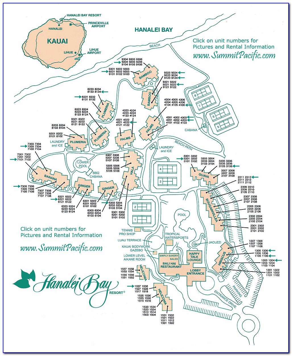 Hanalei Bay Resort Map