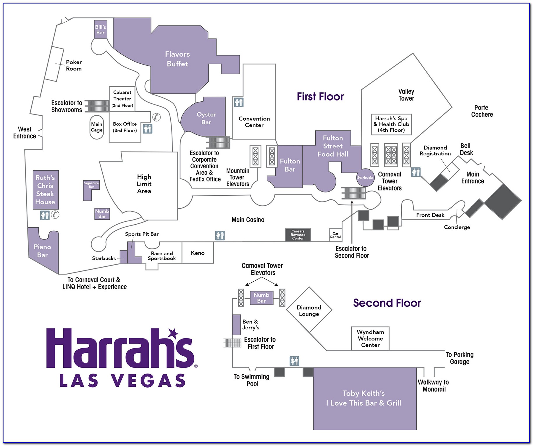 Harrahs Las Vegas Map Of Strip
