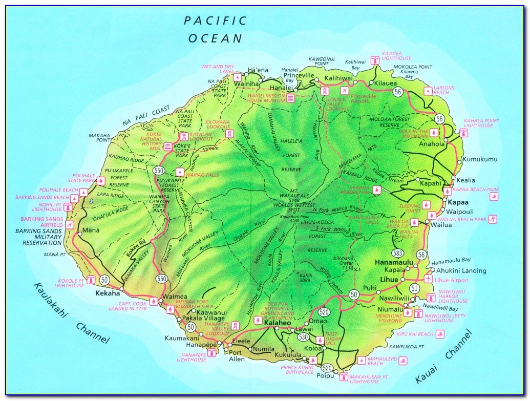 Kauai Waterfalls Map
