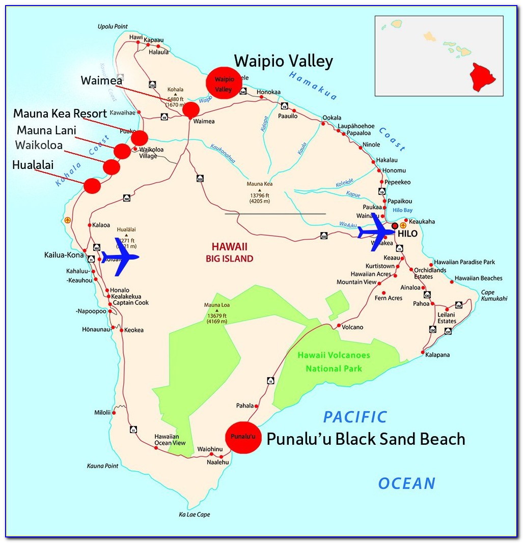 Kohala Coast Beaches Map