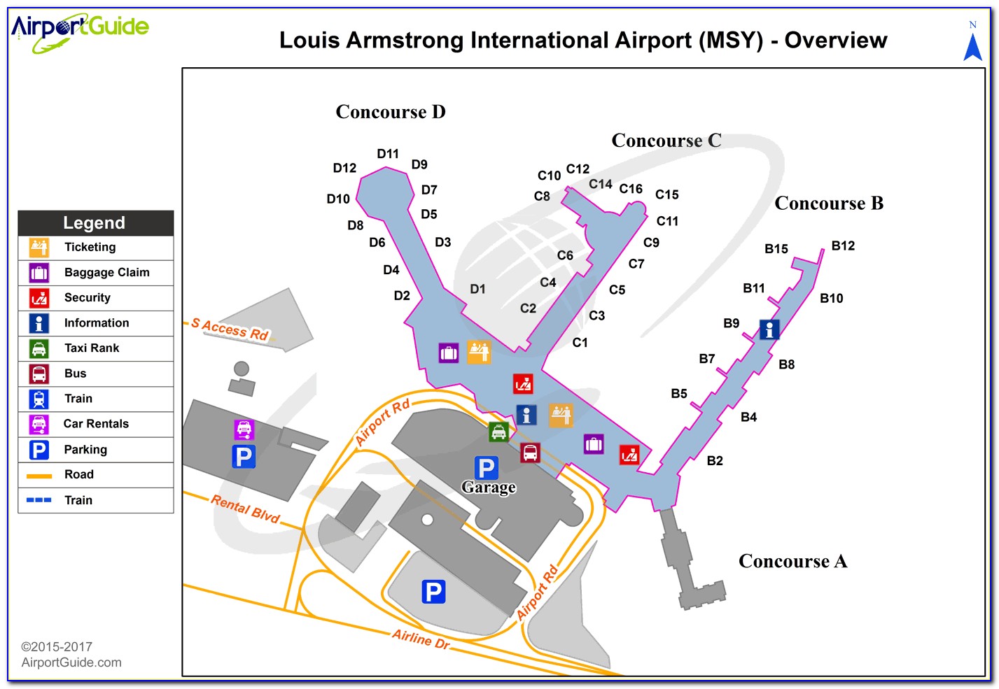 Louis Armstrong Airport Map